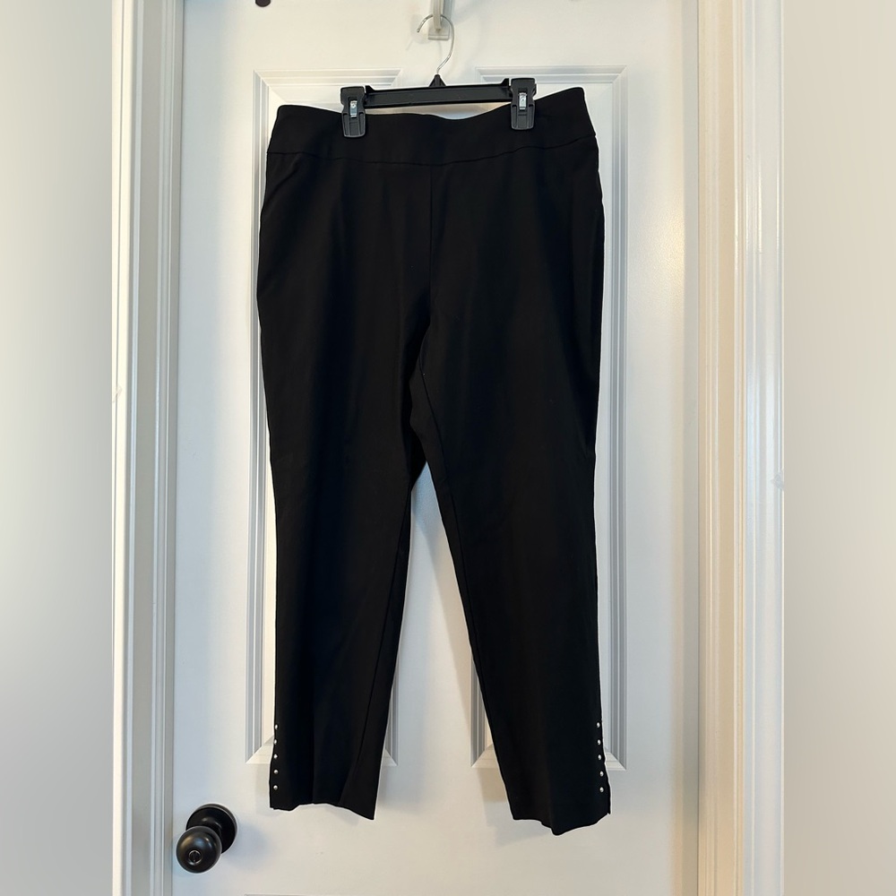 Roz & Ali Size 10 Petite Dark Blue Ankle Pant